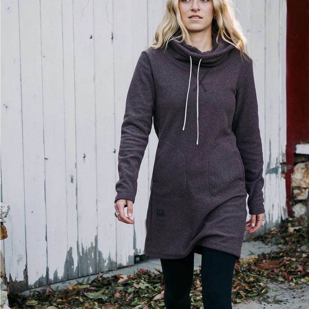 Funnel-Neck Long Sleeve Dress in Glacier